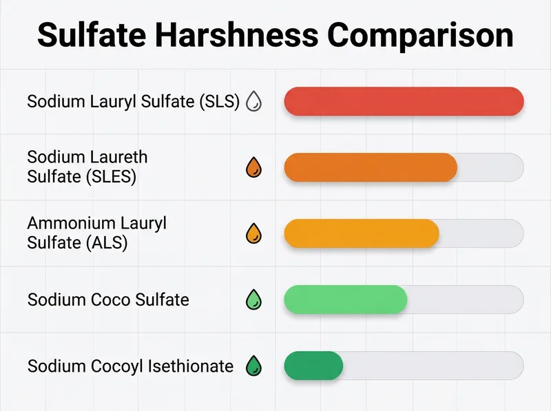 Educational comparison chart showing different sulfate types in shampoos