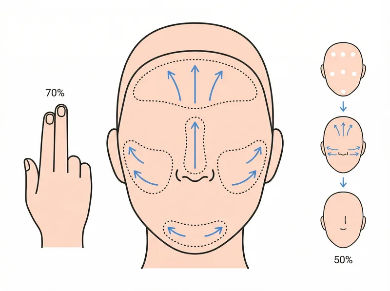 Step-by-step visual guide showing proper sunscreen application technique for maximum coverage in humid conditions